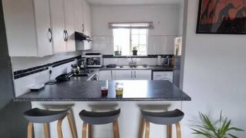 Fridge, microwave, oven, electric kettle