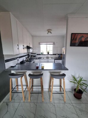 Fridge, microwave, oven, electric kettle