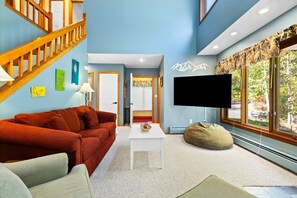 TV, fireplace, offices