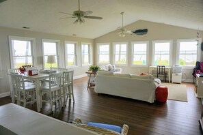 Smart TV, DVD player, books, video library
