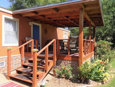 Terrace/patio. Casual Comfort for Duners, Hunters, and Normal Folks