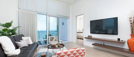 TV, foosball, offices, computer monitors