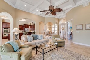 Smart TV, fireplace, DVD player, books