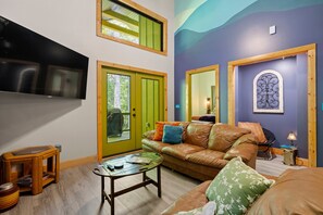 Basic Chalet | Living area | 65-inch flat-screen TV with digital channels, TV, streaming services