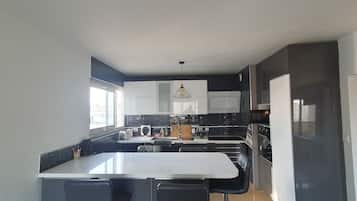 Fridge, microwave, oven, dishwasher