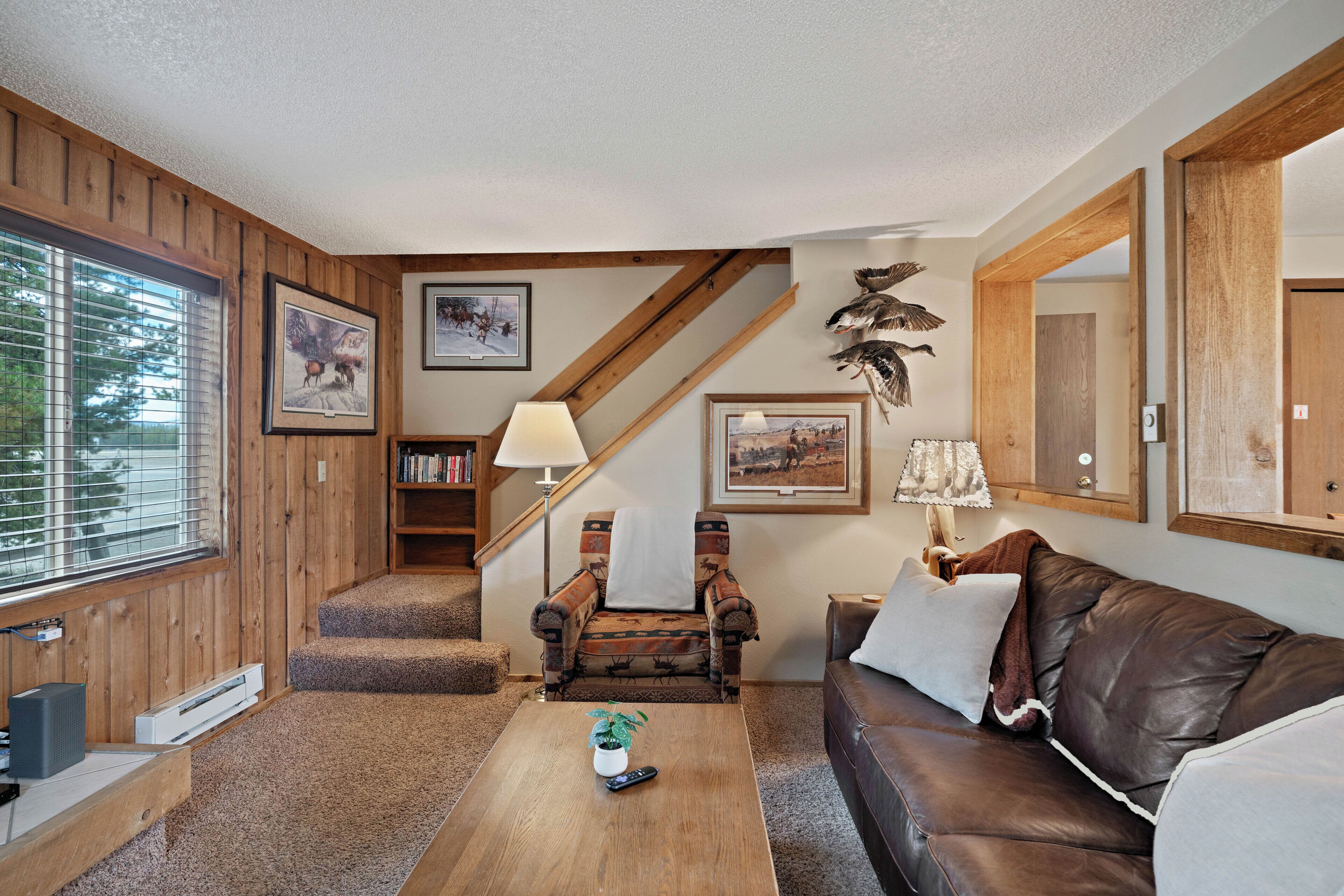 Townhome | Living area | 42-inch flat-screen TV with satellite channels, TV, fireplace