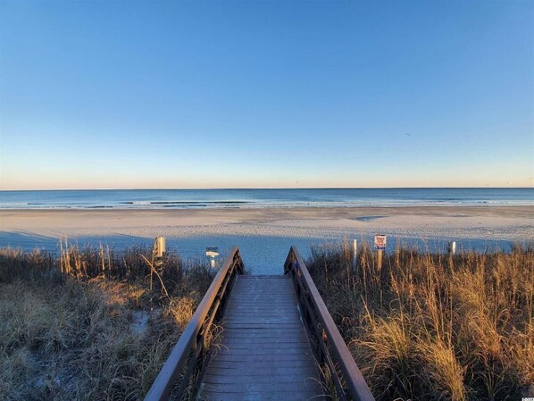 Beach nearby, sun loungers
