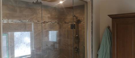 Shower, soap, toilet paper