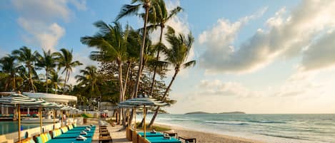 On the beach, white sand, kayaking
