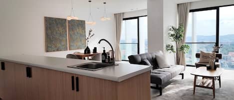 Deluxe appartement, 3 slaapkamers | Woonruimte