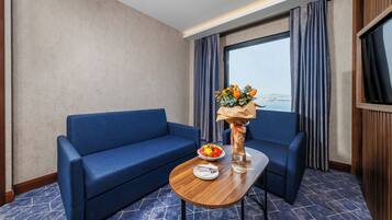 Suite monolocale Superior, vista mare | Biancheria in cotone egiziano, biancheria da letto di alta qualità