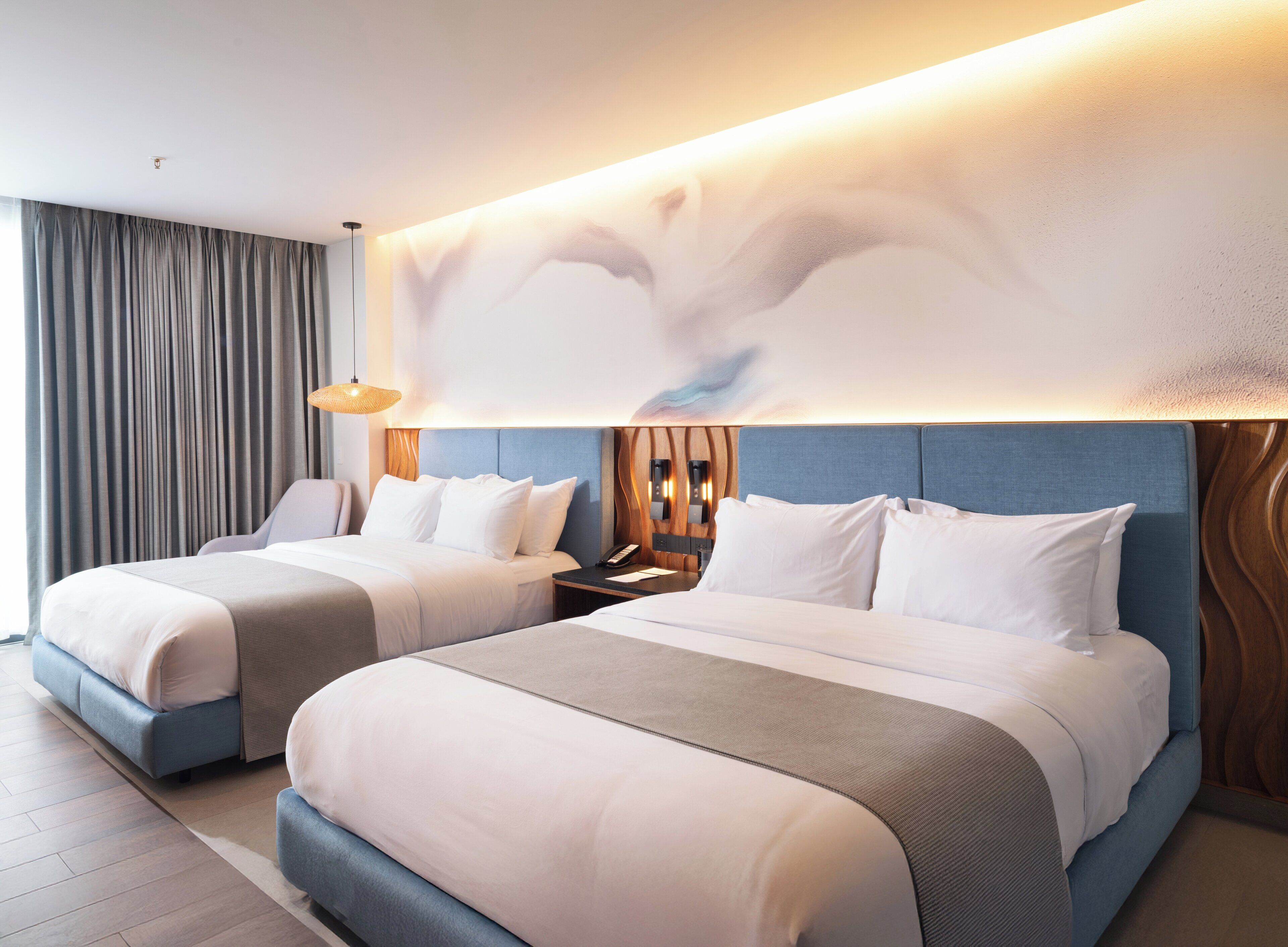 Sengetøy i egyptisk bomull, sengetøy av topp kvalitet og minibar