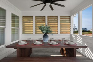 Outdoor dining - Beach House! Semi-Ocean Front, Free Heated Pool, Hot Tub, Fully Renovated! (Kill Devil Hills)