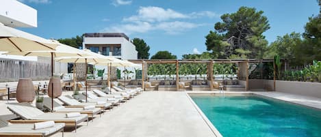 Piscina interna, piscina externa, espreguiçadeiras