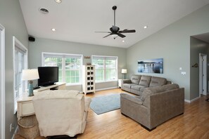 TV, DVD player, stereo