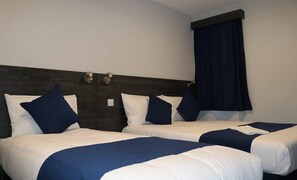 Desk, blackout curtains, soundproofing, iron/ironing board