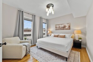 4 bedrooms, desk, iron/ironing board, travel cot