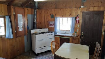 Fridge, coffee/tea maker, toaster, cookware/dishes/utensils