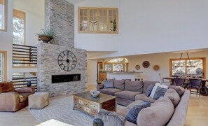 Smart TV, fireplace, table tennis, books