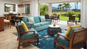 Living area - Marriott's Kauai Lagoons 2BR/2BA Ocean View Suite Available September 2-7 (Lihue)