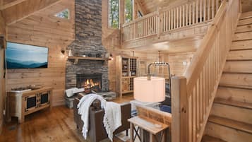 Smart TV, fireplace, video games, foosball