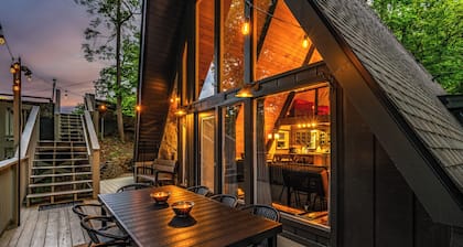 A-Frame with a Mountain View! Clubhouse Pool, Onsite Hot Tub, & Dog Friendly!
