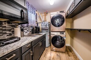 Fridge, microwave, coffee/tea maker, toaster