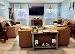 Smart TV, DVD player, books, music library