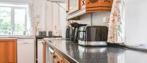 Dishwasher, high chair, cookware/dishes/utensils