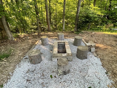 Property grounds. Relaxing 2 bedroom cabin near Burr Oak State Park
