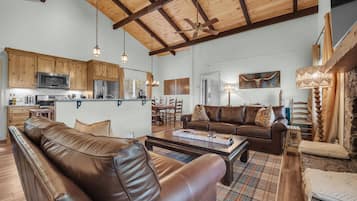 Smart TV, chimenea, libros