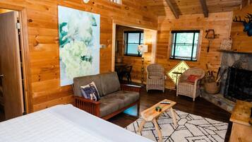 Superior Cabin, 1 King Bed, Mountainside (Pet Friendly) | Living area | 40-inch flat-screen TV with satellite channels, TV
