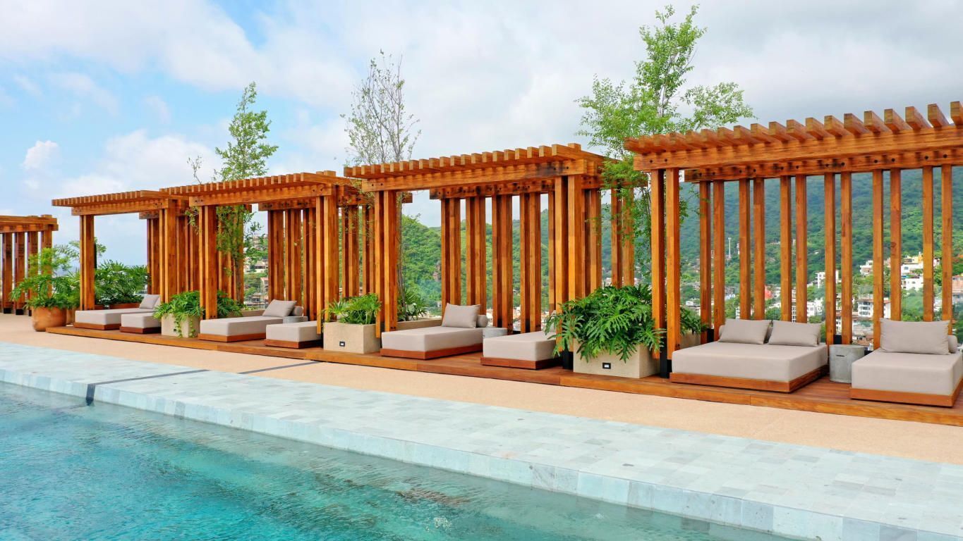 An infinity pool, a rooftop pool