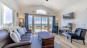 Televisio, DVD-soitin, kirjoja, videokirjasto