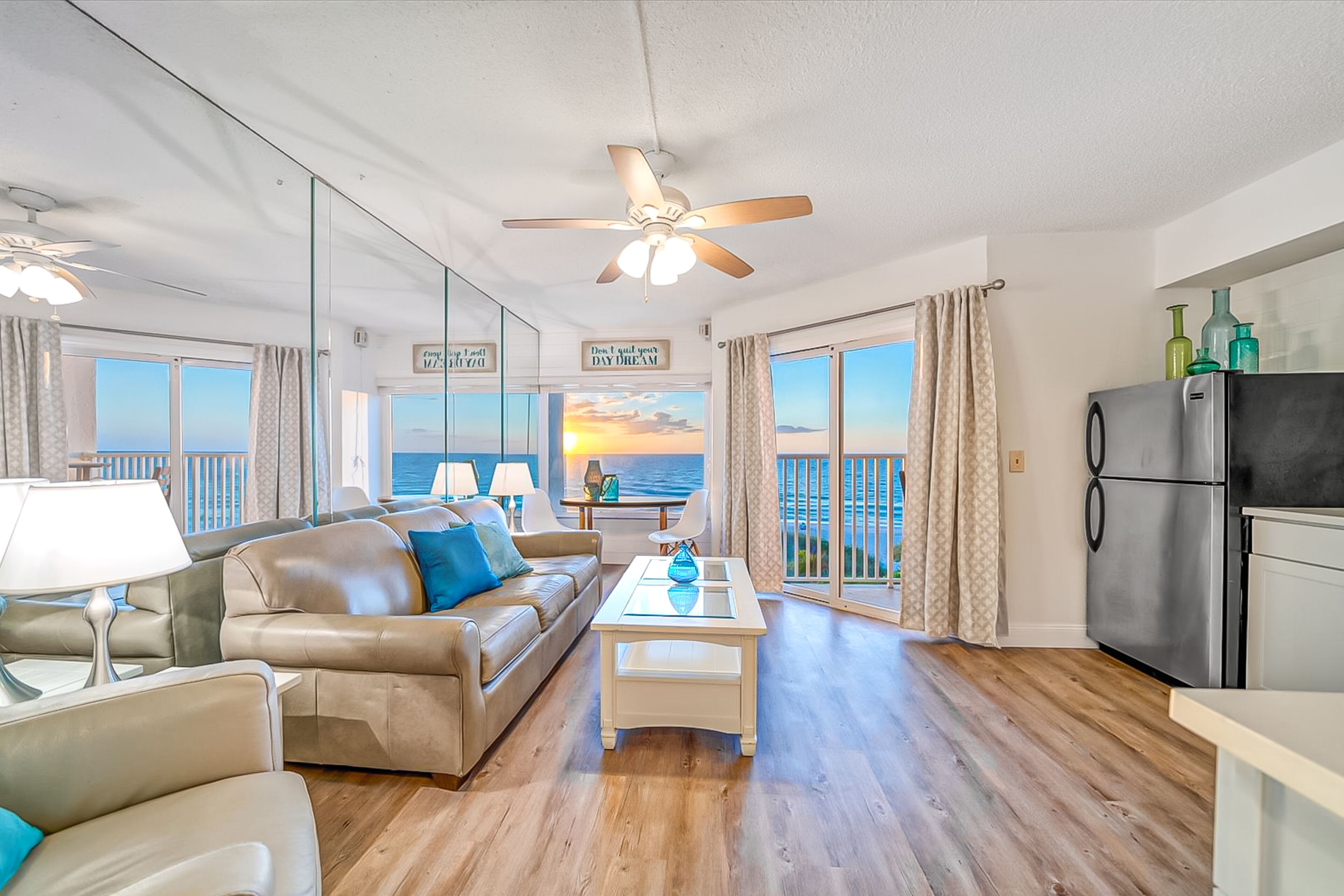Gulf-front condo with pool, beach access, scenic balcony & central AC