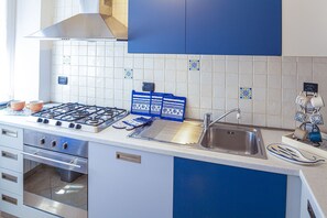 Fridge, oven, stovetop, coffee/tea maker