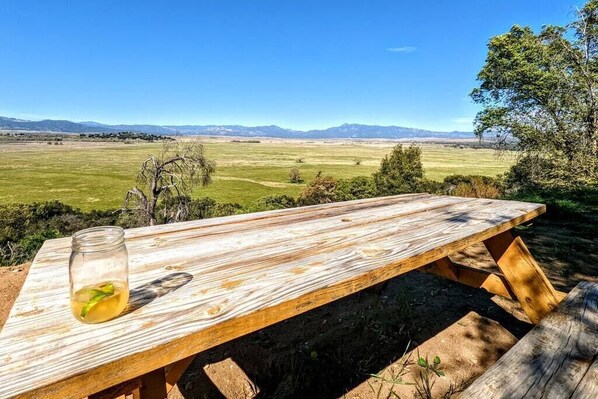Outdoor dining - VCT#1 The Real Teal - Vintage Camper -Glamping W/Lake Views (San Diego County)