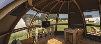 Spend the night in this special Dome with private bathroom and hot tub