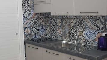 Fridge, stovetop, dishwasher, electric kettle