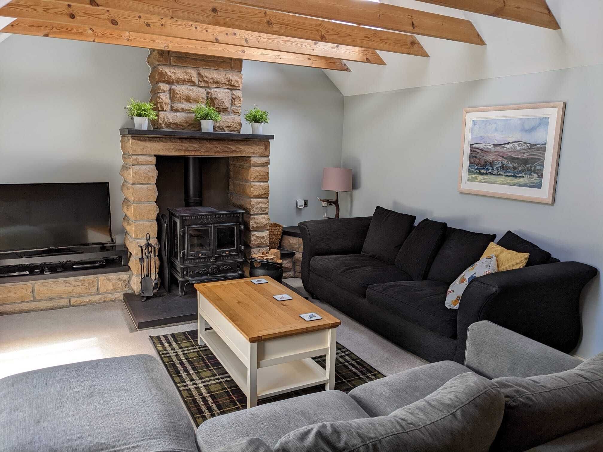 Smart TV, DVD player, books, music library