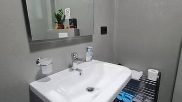 Habitación doble | Baño | Regadera, pantuflas, toallas