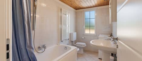 Bathtub, hair dryer