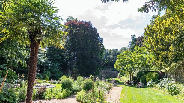 A garden with a variety of plants, a pathway, and a stone structure. - 2BR Stylish Norwich Stay Near Cathedral | Parking (Norwich)