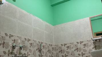 Shower, jetted bath, bidet, soap