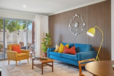 The Tonic | Colourful Mid-Century Stay with Private Courtyard (Pet-Friendly)