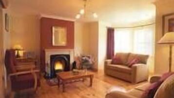 Fernseher, Kamin, Stereoanlage