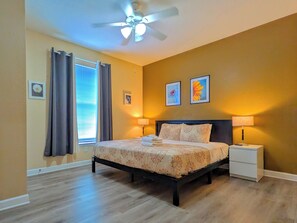 3 bedrooms, desk, iron/ironing board, travel crib