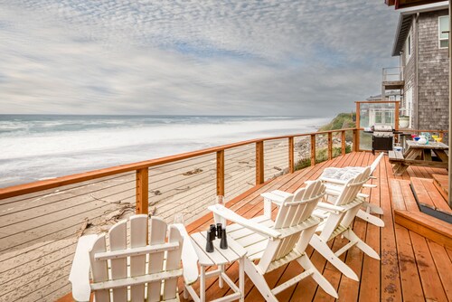 Enjoy the beach from this Ocean Front home with a Hot Tub and Large Deck