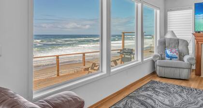 Enjoy the beach from this Ocean Front home with a Hot Tub and Large Deck
