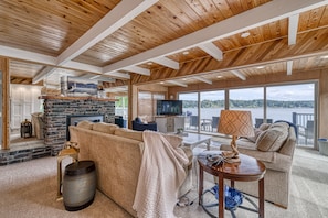 Smart TV, fireplace, table tennis, books